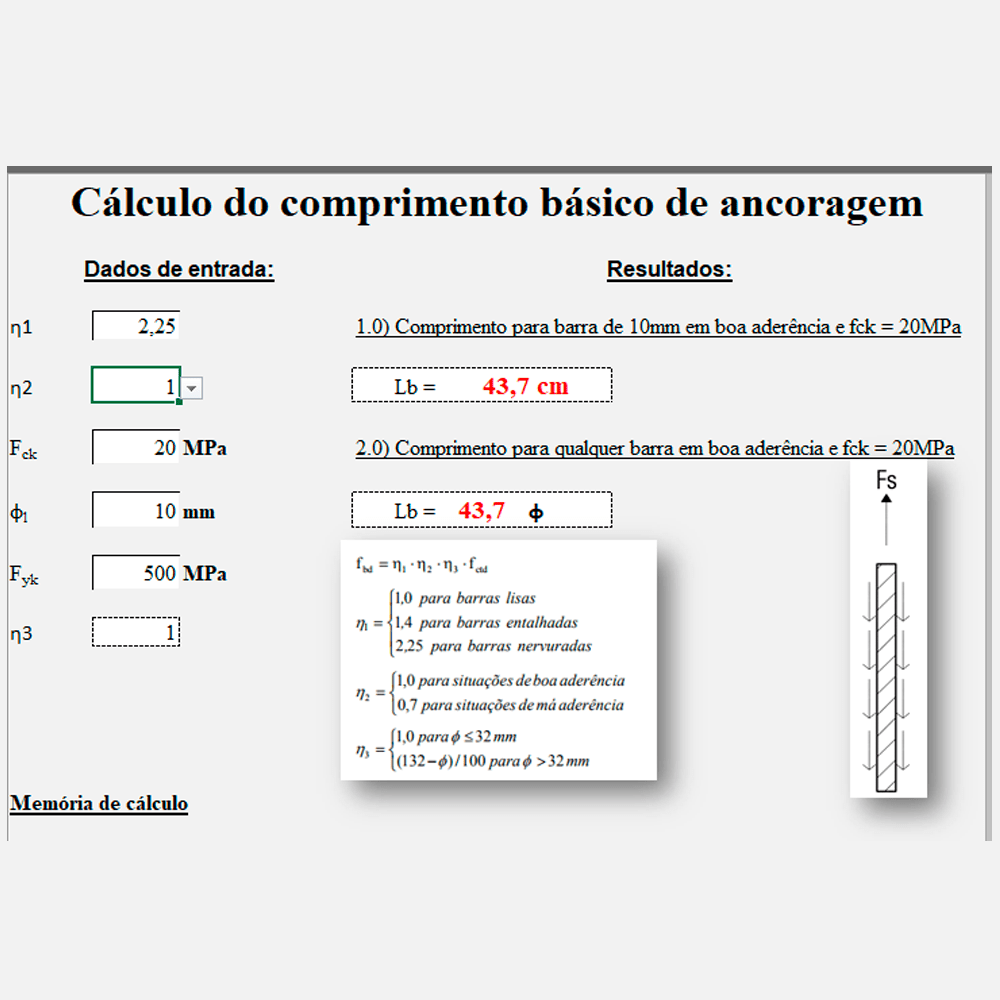 DImensionamento de Escadas de Concreto Armado - Planilha